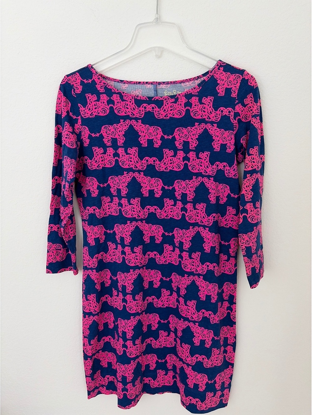 Lilly Pulitzer Small Blue and Pink Elephant Print Dress